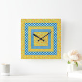 Horloge Carrée Jumbo Pois blancs sur Blue (Maison)
