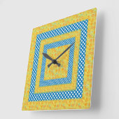 Horloge Carrée Jumbo Pois blancs sur Blue (Angle)