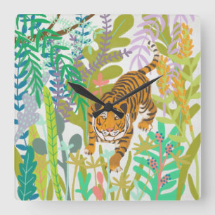 Horloge Carrée Jungle Roar - Tigre