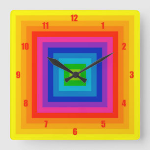 Horloge Carrée Just a Fun and Colorful Square Color Wheel