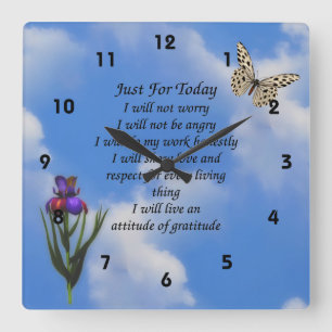 Horloge Carrée Juste pour aujourd'hui Butterfly Flower Inspiratio