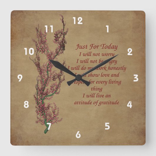 Horloge Carrée Juste Pour Aujourd'Hui Flower Tree Inspiration (Recto)