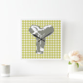 Horloge Carrée Kaki Safari point avec Pop Art Elephant (Maison)