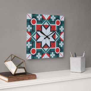 Horloge Carrée Kaleidoscope