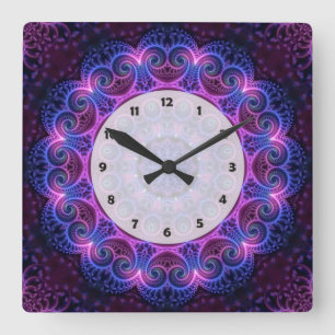 Horloge Carrée Kaleidoscope Apophyse Coeurs Mandala