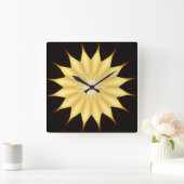 Horloge Carrée Kaleidoscope Design Bright Yellow Star (Maison)