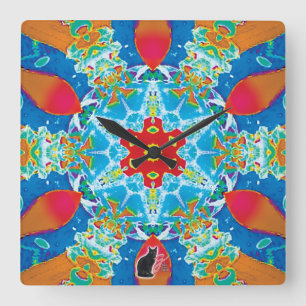 Horloge Carrée Kaléidoscope Diatome
