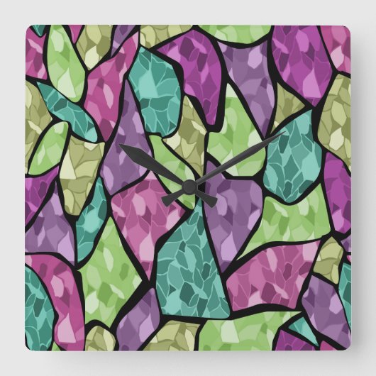 Horloge Carrée Kaléidoscope en mosaïque sans joint abstrait moder (Recto)