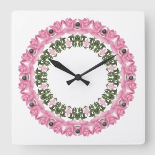 Horloge Carrée Kaléidoscope floral