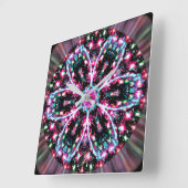 Horloge Carrée Kaleïdoscope Stellaire Phosphorescent (Angle)