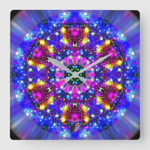 Horloge Carrée Kaleïdoscope Stellaire Resplendissant