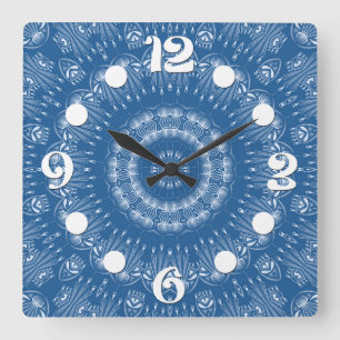 Horloge Carrée Kaleidoscopic mosaic abstract circle ornamental na