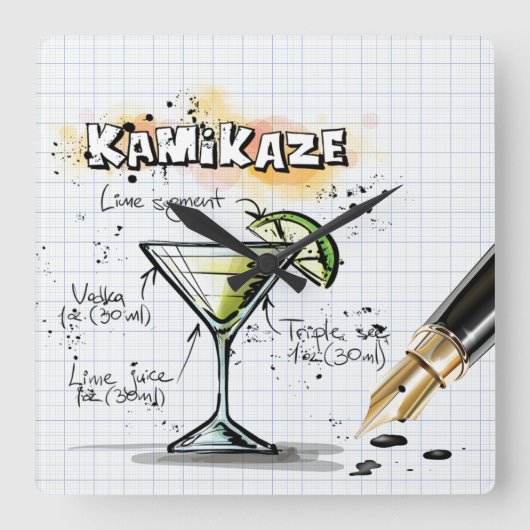 Horloge Carrée Kamikaze (Recto)