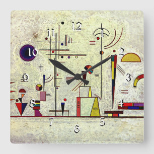 Horloge Carrée Kandinsky - Sérieux-Amusement, art abstrait,