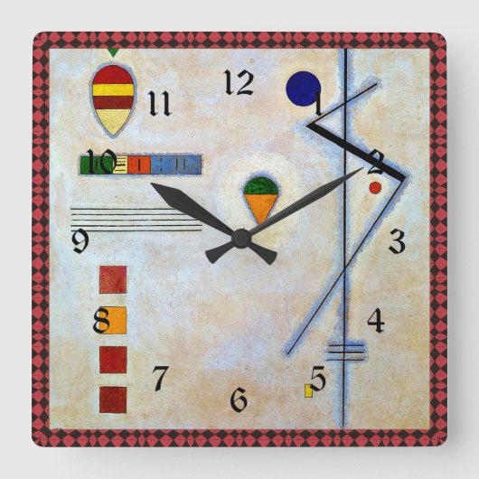Horloge Carrée Kandinsky - Von-Zu (cadre rouge et noir) (Recto)