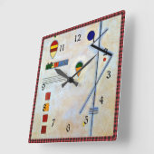 Horloge Carrée Kandinsky - Von-Zu (cadre rouge et noir) (Angle)