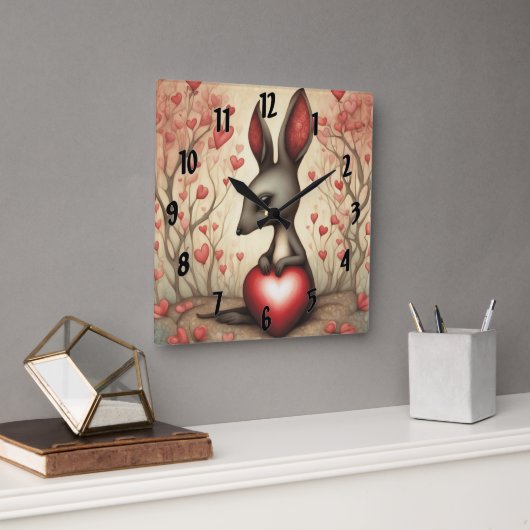 Horloge Carrée Kangaroo Love 1 (Bureau)