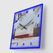 Horloge Carrée Kansas Red Barn (Angle)
