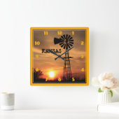 Horloge Carrée Kansas Windmill (Maison)
