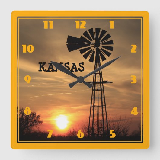 Horloge Carrée Kansas Windmill (Recto)