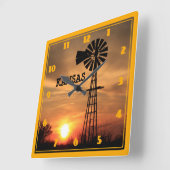 Horloge Carrée Kansas Windmill (Angle)