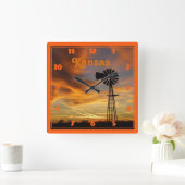 Horloge Carrée Kansas Windmill (Maison)