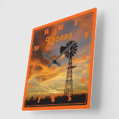 Horloge Carrée Kansas Windmill (Angle)