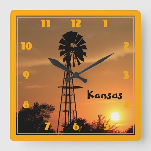 Horloge Carrée Kansas Windmill (Recto)