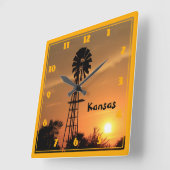 Horloge Carrée Kansas Windmill (Angle)