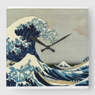 Horloge Carrée Katsushika Hokusai dans La Grande Vague au large d