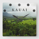 Horloge Carrée Kauai, Hawaï Landscape Scene (Recto)