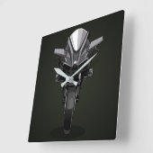 Horloge Carrée Kawasaki | Black background (Angle)