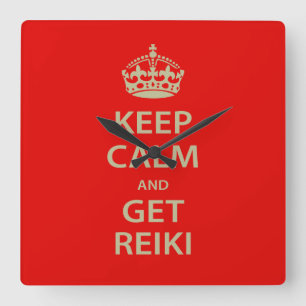 Horloge Carrée Keep Calm and Get Reiki