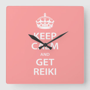 Horloge Carrée Keep Calm and Get Reiki