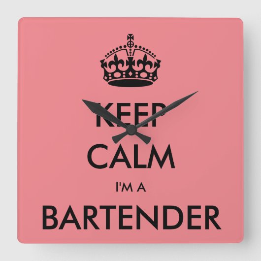 HORLOGE CARRÉE KEEP CALM I'M A BARTENDER (Recto)