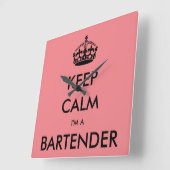 HORLOGE CARRÉE KEEP CALM I'M A BARTENDER (Angle)
