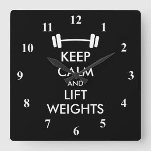 Horloge Carrée Keep Calm weightlifting wall clock for gym