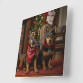 Horloge Carrée Kelpie australienne près de la cheminée Noël (Angle)