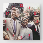 Horloge Carrée Kennedy Brothers, président John, Robert & Ted (Recto)