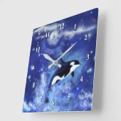 Horloge Carrée Killer Whale on Full Moon (Angle)
