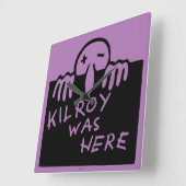 Horloge Carrée Kilroy Était Là. (Angle)