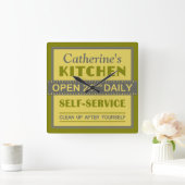 Horloge Carrée Kitchen - custom name - wall clock (Maison)