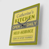 Horloge Carrée Kitchen - custom name - wall clock (Angle)