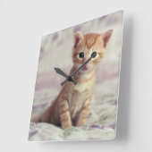 Horloge Carrée Kitten Tiny Ginger (Angle)