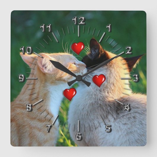 Horloge Carrée Kitty love (Recto)