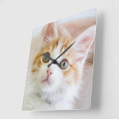 Horloge Carrée Kitty observé par bleu doux (Angle)