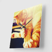 Horloge Carrée Kitty Time (Angle)