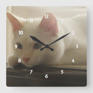 Horloge Carrée Kitty Wall Clock