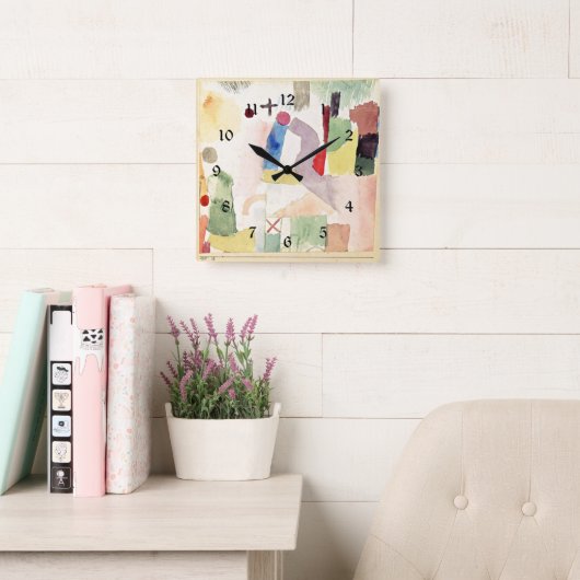 Horloge Carrée Klee - Aquarelle pathétique, (Salle de lecture)