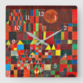 Horloge Carrée Klee - Château et Soleil (Recto)